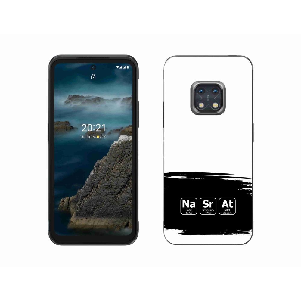 Gélový kryt mmCase na Nokia XR20 - chemické prvky čiernobiele pozadie