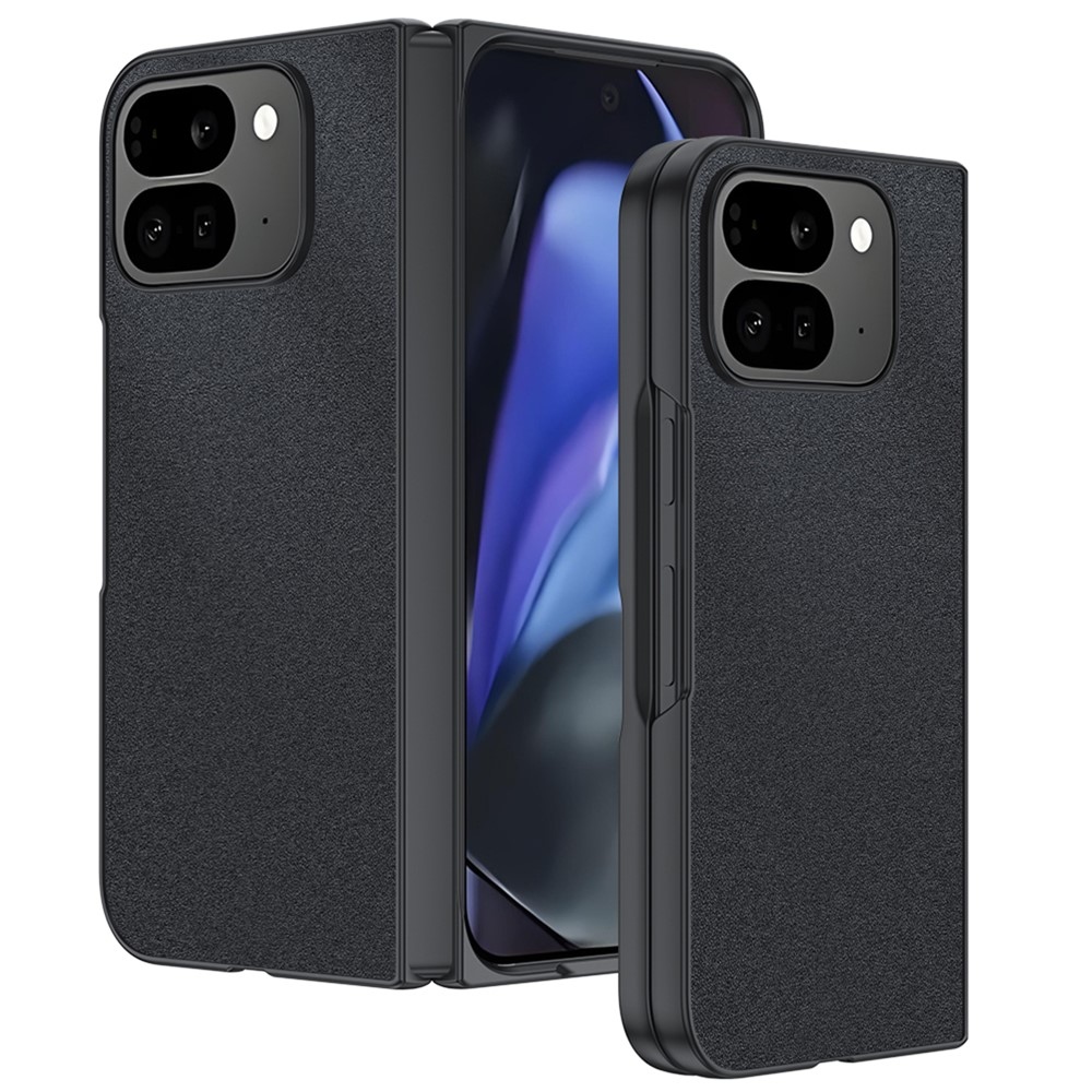 Leather plastový obal potiahnutý umelou kožou na Google Pixel 10 Pro Fold - čierny