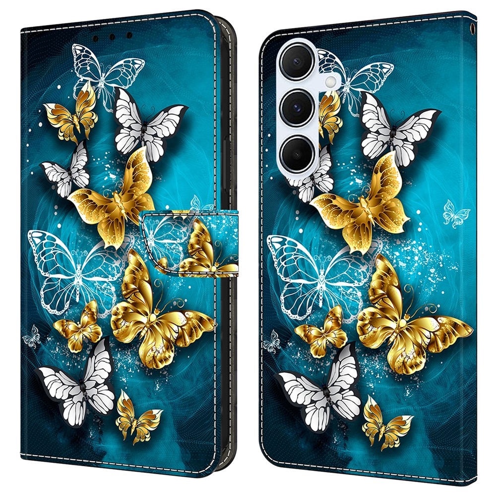 Firmly knižkové púzdro na Samsung Galaxy A17 5G/A26 5G - zlatí a bieli motýle