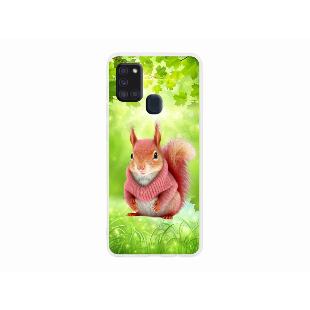 Gélový kryt mmCase na Samsung Galaxy A21s - veverička vo svetri