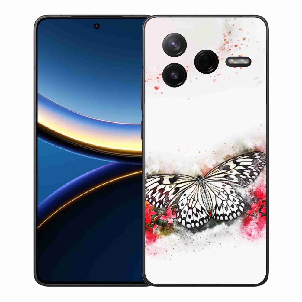 Gélový kryt mmCase na Xiaomi Poco F7 Pro - čiernobiely motýľ