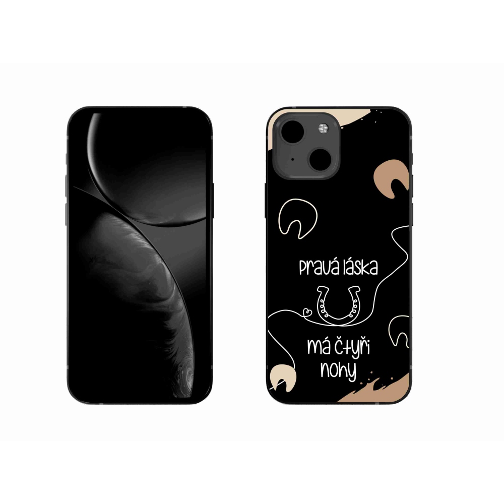 Gélový kryt mmCase na iPhone 13 6.1 - konský motív čierne pozadie