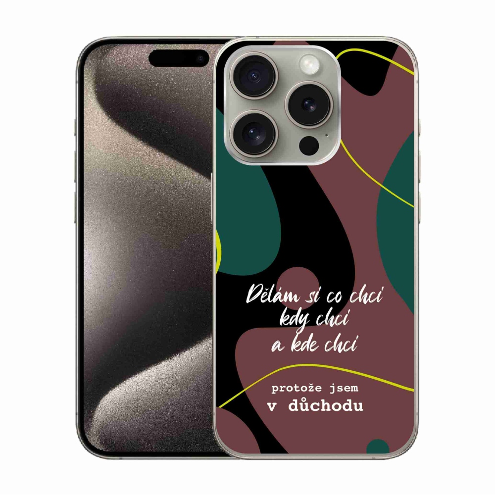 Gélový kryt mmCase na iPhone 15 Pro - vtipný text 10 čierne pozadie