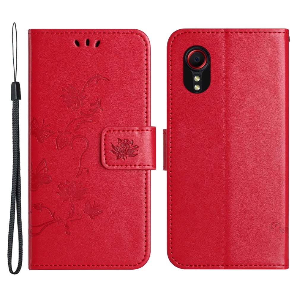 Flower knižkové púzdro na Samsung Galaxy Xcover 7 - červené