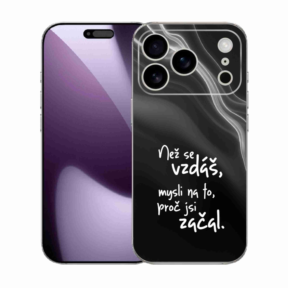 Gélový kryt mmCase na iPhone 17 Pro - citát 2 čierne pozadie