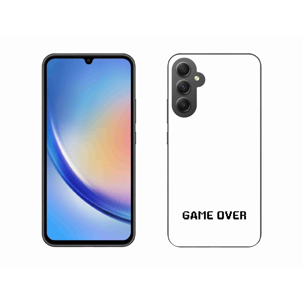 Gélový kryt mmCase na Samsung Galaxy A34 5G - game over biele pozadie