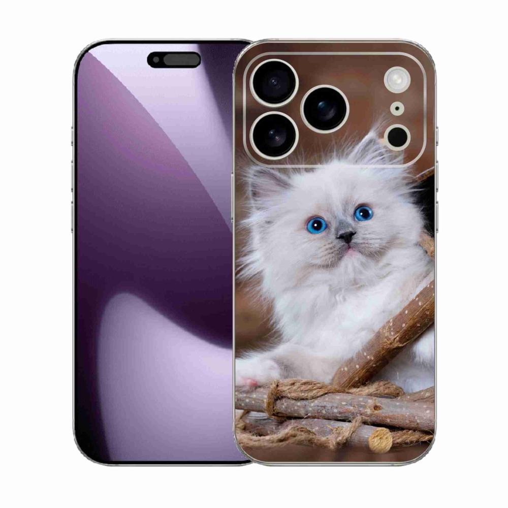 Gélový kryt mmCase na iPhone 17 Pro - biele mačiatko