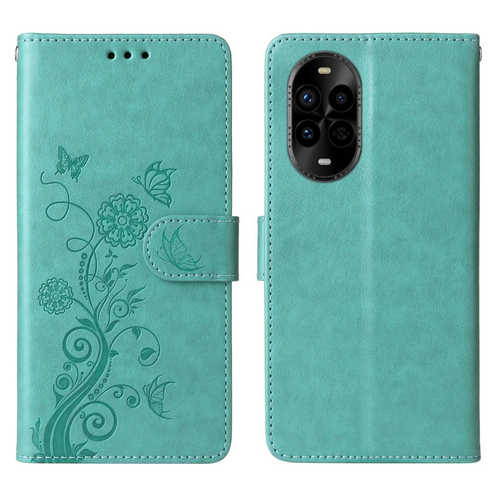 Flowery knižkové puzdro na Huawei Nova 13 Pro 5G - modrozelené