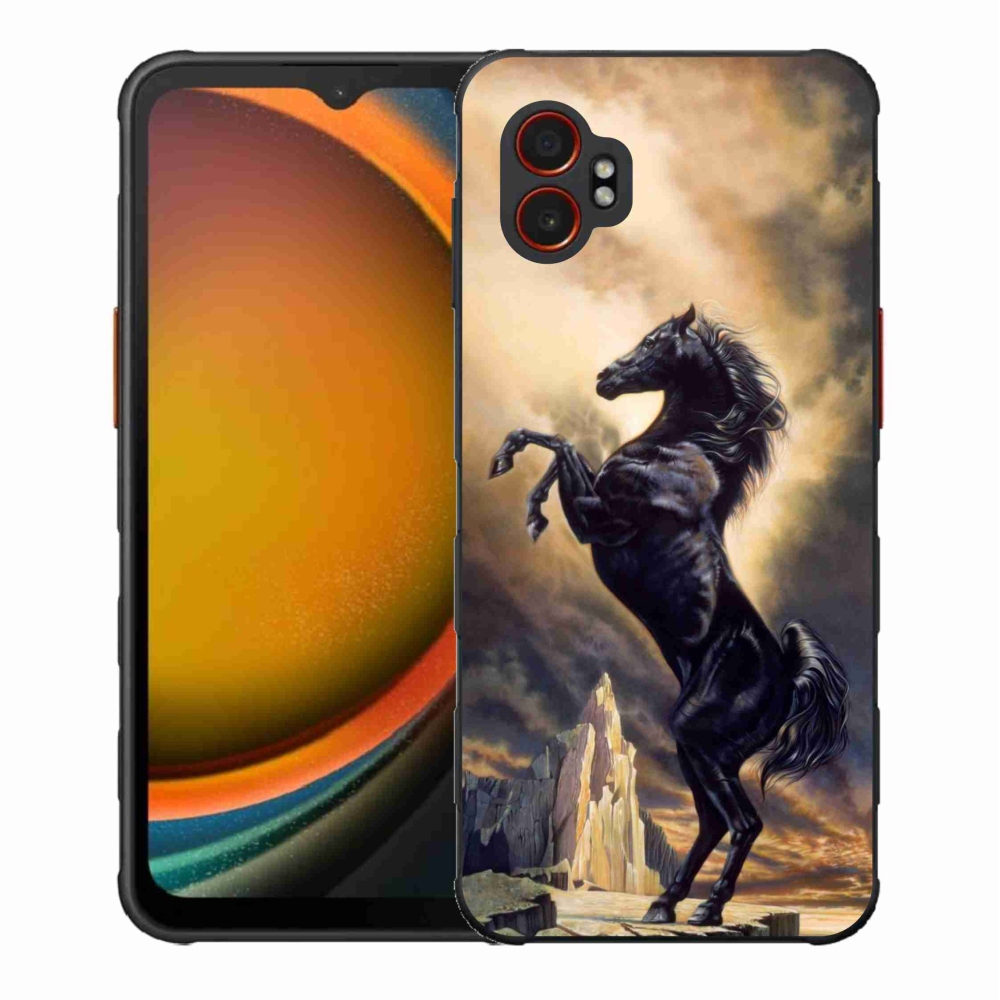 Gélový kryt mmCase na Samsung Galaxy Xcover 7 Pro - čierny kreslený kôň