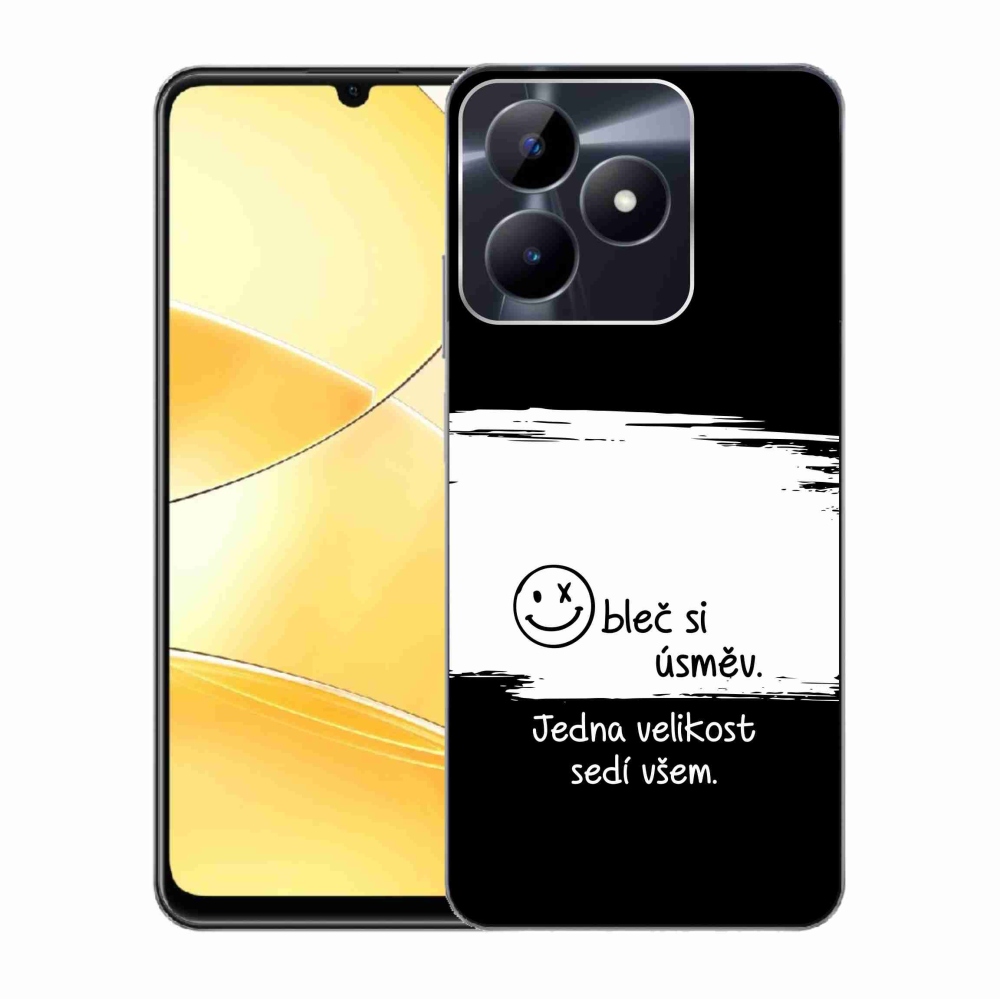 Gélový kryt mmCase na Realme C51/C53 - vtipný text 8 bieločierne pozadie