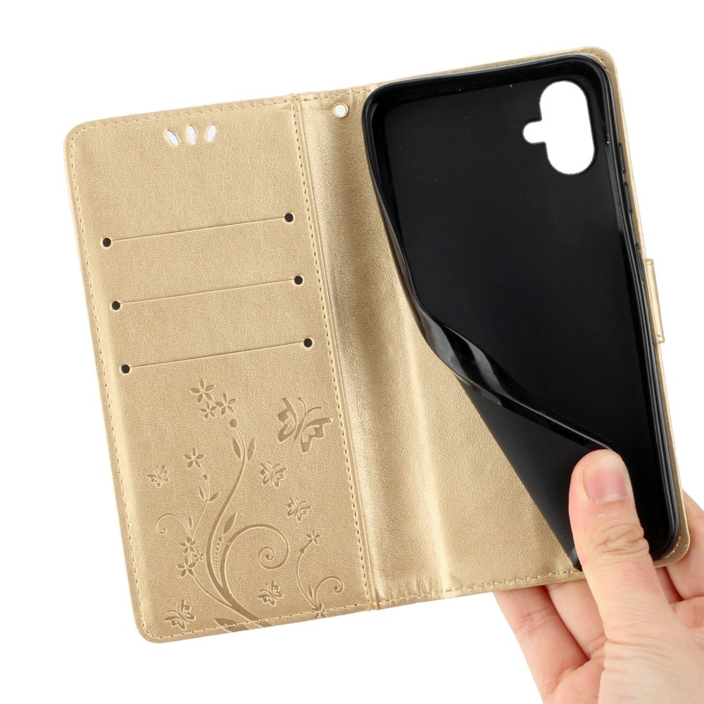 Flowers knižkové púzdro na Samsung Galaxy A06 4G - zlaté
