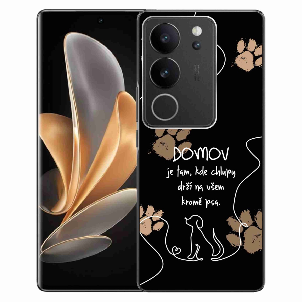 Gélový kryt mmCase na Vivo V29 5G - psí motív čierne pozadie