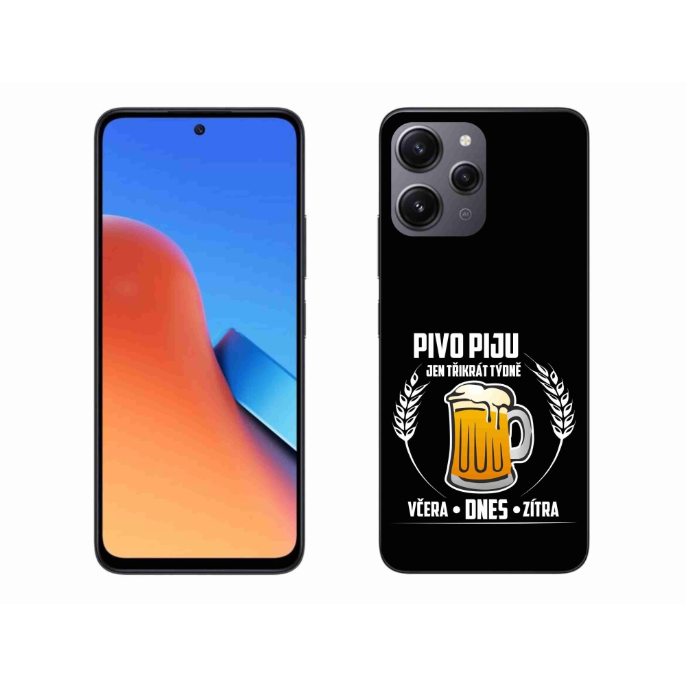 Gélový kryt mmCase na Xiaomi Redmi 12 - pivný motív čierne pozadie