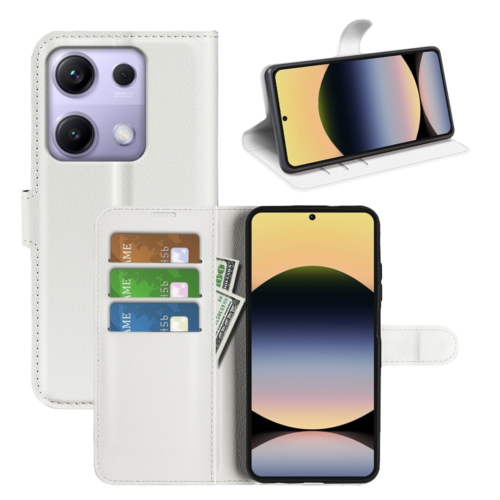 Litchi knižkové púzdro na Xiaomi Redmi Note 14S - biele