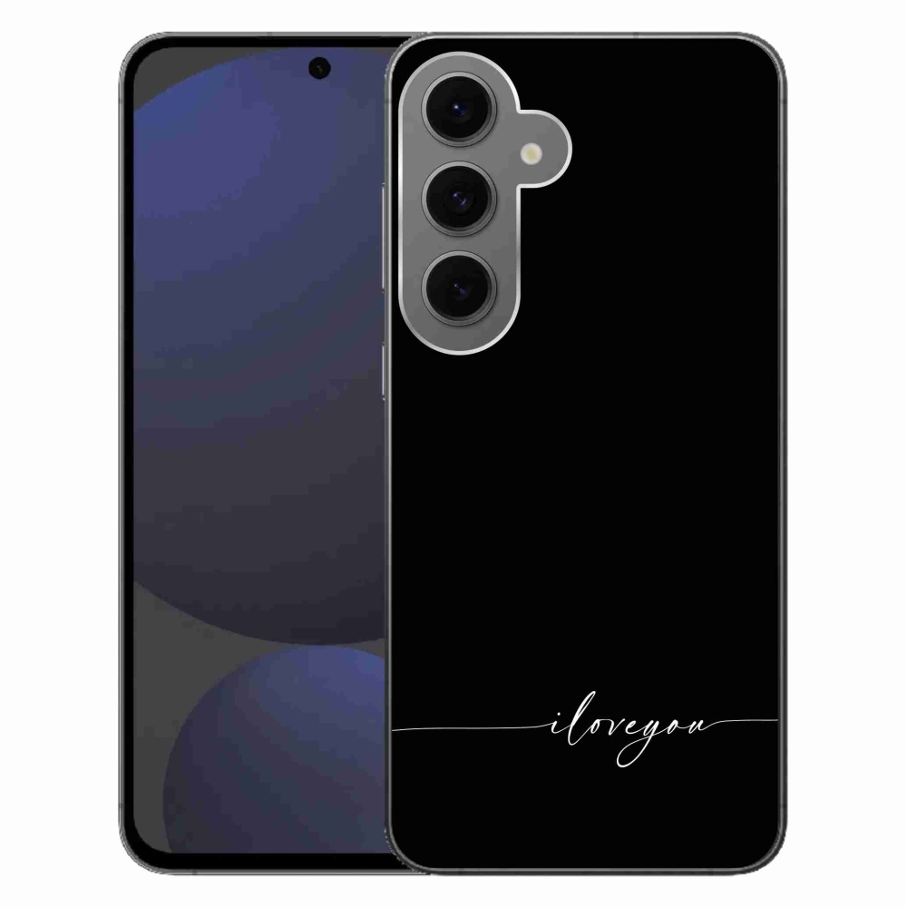 Gélový kryt mmCase na Samsung Galaxy S24 FE - I love you čierne pozadie