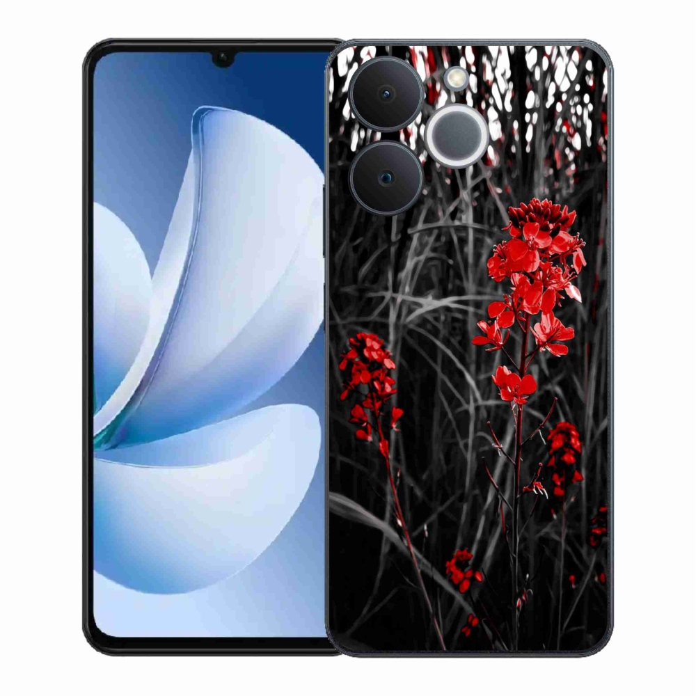 Gélový kryt mmCase na Realme Note 70T - červená rastlina