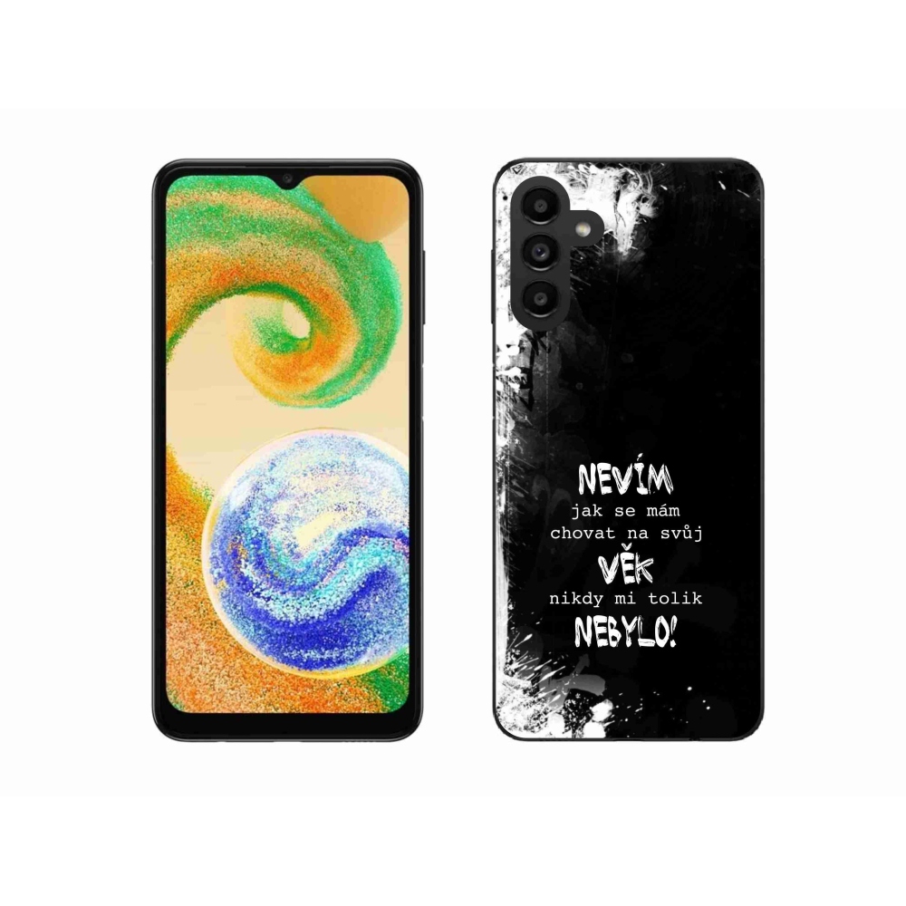 Gélový kryt mmCase na Samsung Galaxy A04s (164.7x76.7x9.1mm) - vtipný text 14 čierne pozadie