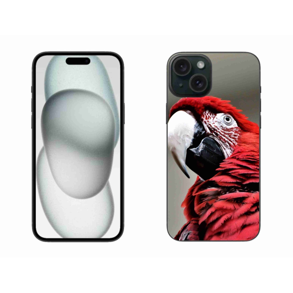 Gélový obal mmCase na iPhone 15 Plus - papagáj ara červený