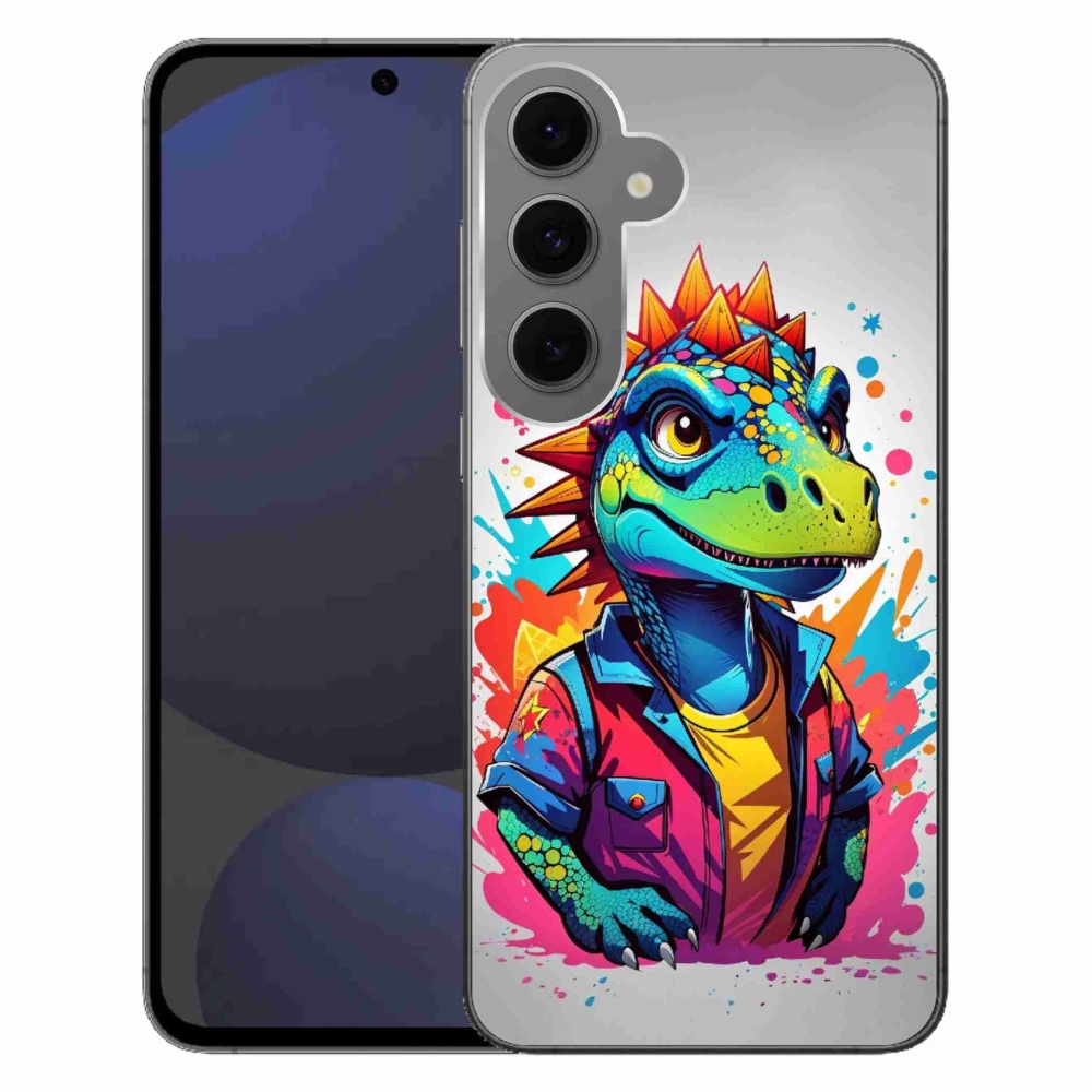 Gélový kryt mmCase na Samsung Galaxy S24 FE - farebný dinosaurus