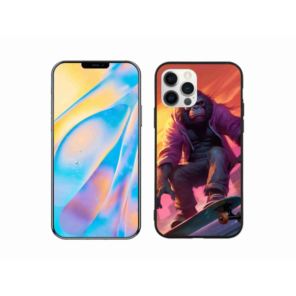 Gélový kryt mmCase na iPhone 12 - gorila na skateboarde