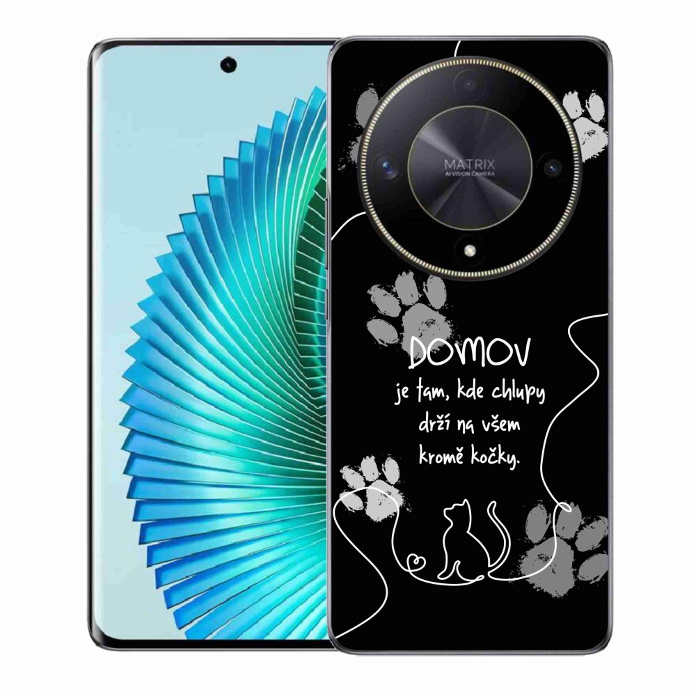 Gélový kryt mmCase na Honor Magic 6 Lite 5G - mačacie motív čierne pozadie