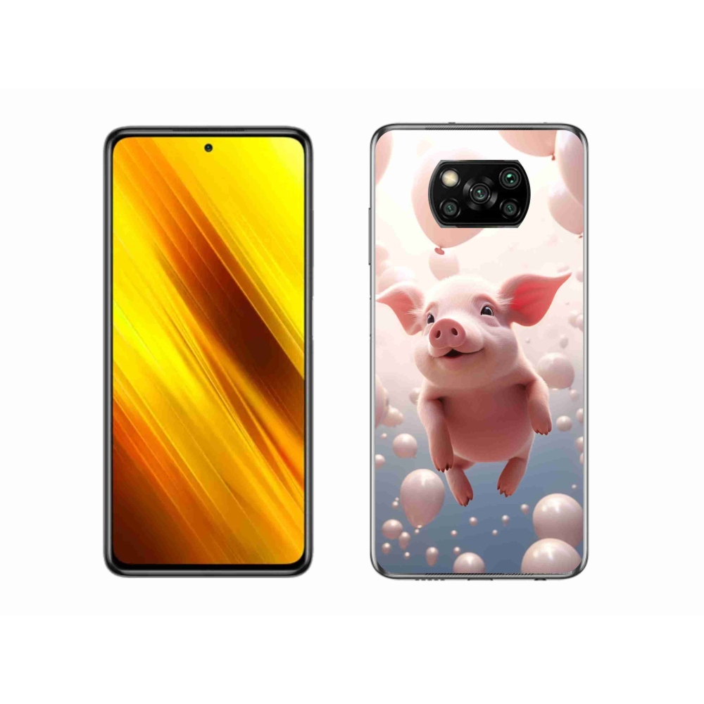 Gélový kryt mmCase na Xiaomi Poco X3 - prasiatko s balónikmi