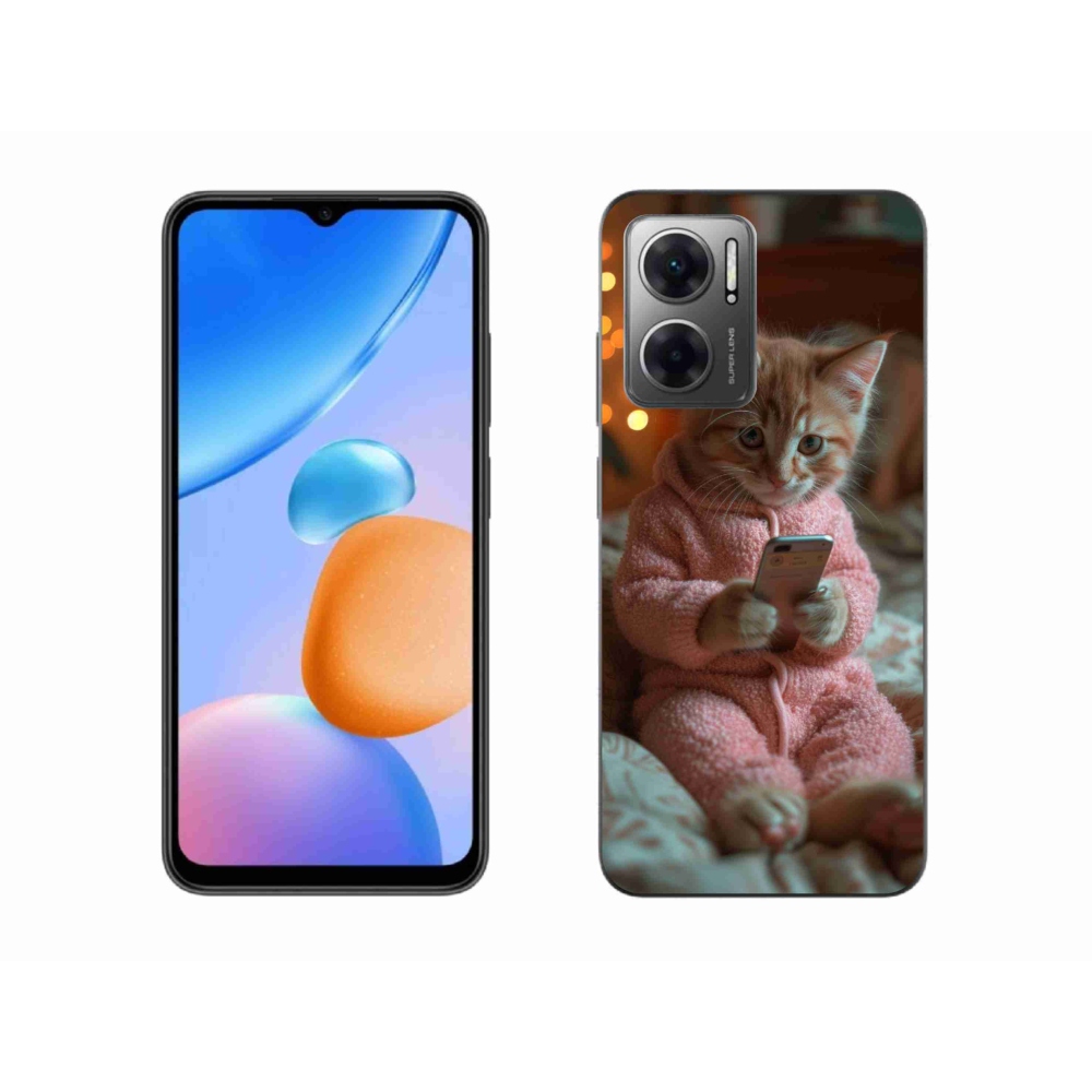Gélový kryt mmCase na Xiaomi Redmi 10 5G - mačiatko s mobilom