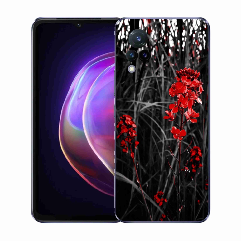 Gélový kryt mmCase na Vivo V21 4G/5G - červená rastlina