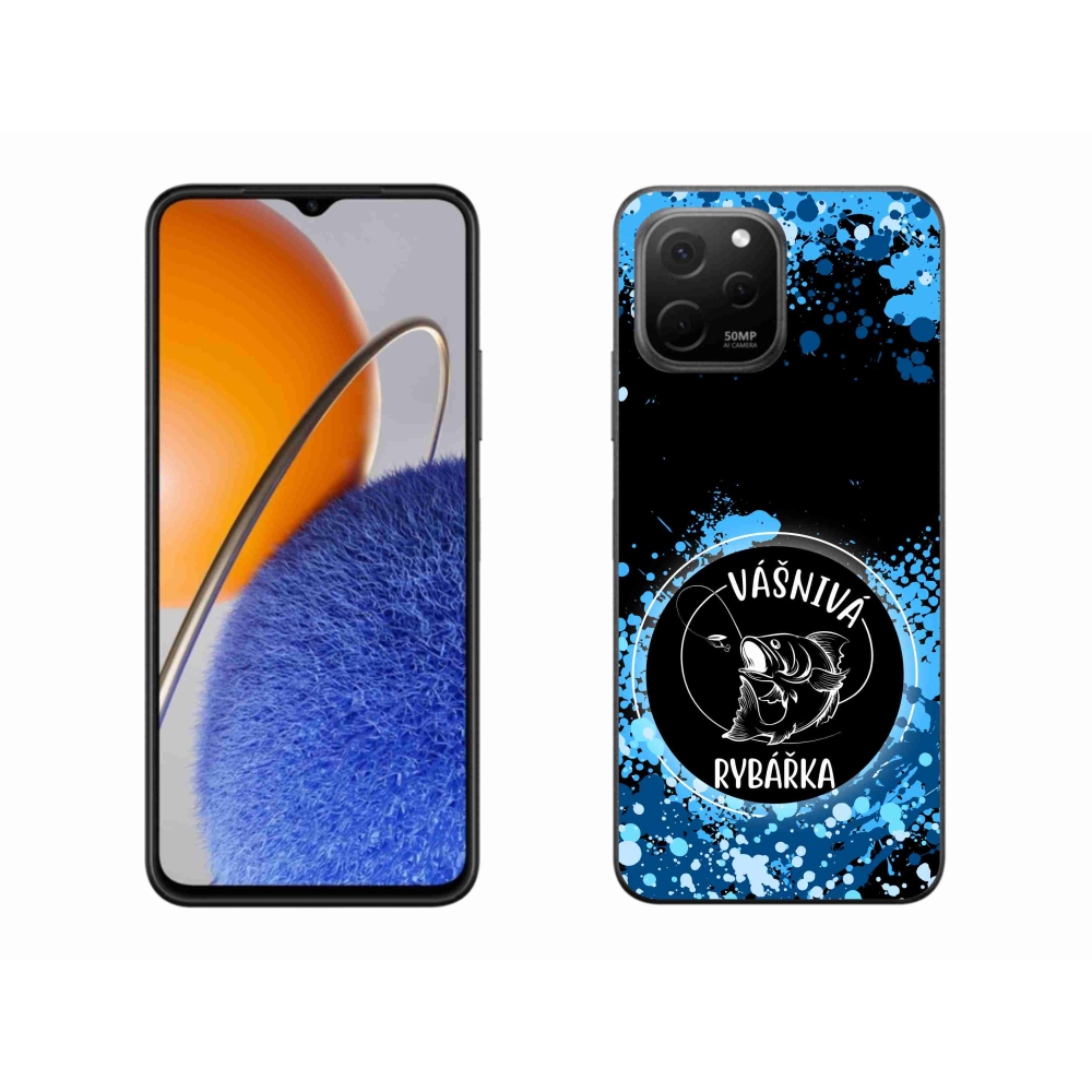 Gélový kryt mmCase na Huawei Nova Y61 - vášnivá rybárka čierne pozadie