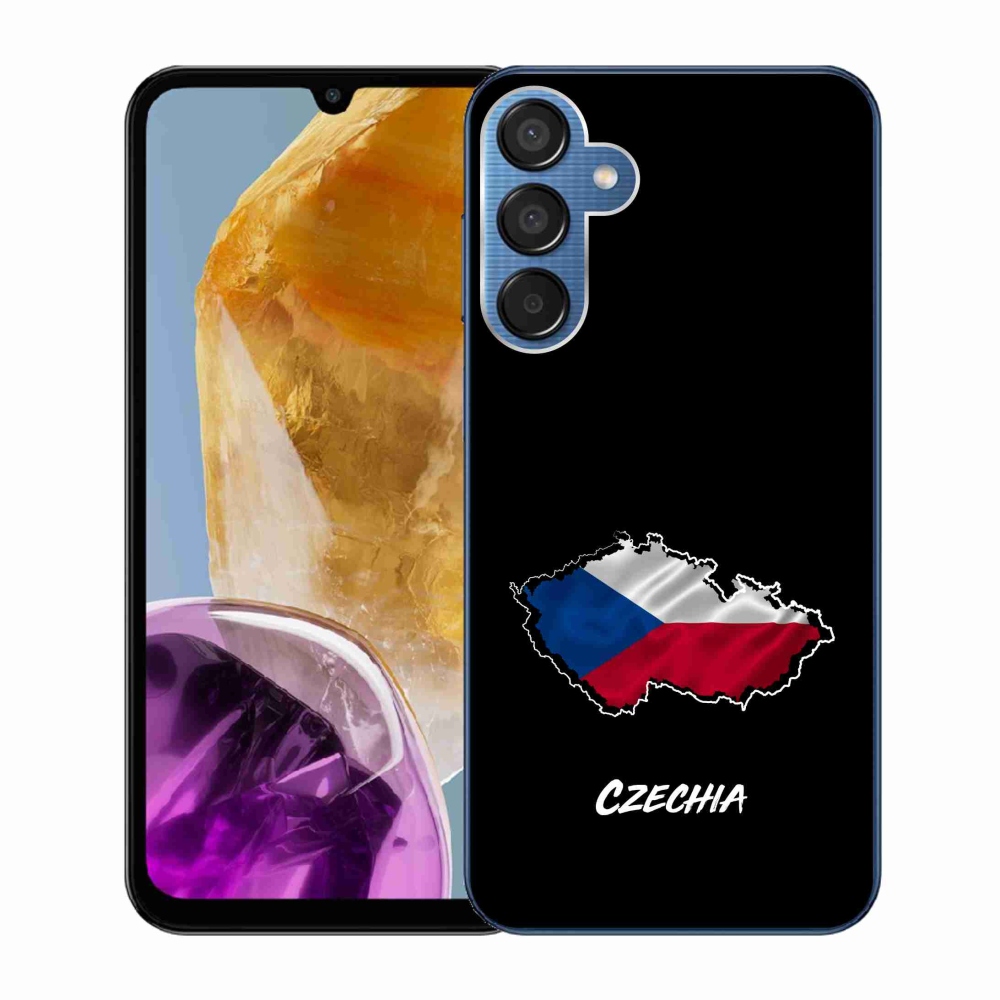 Gélový kryt mmCase na Samsung Galaxy M15 5G - Czechia čierne pozadie