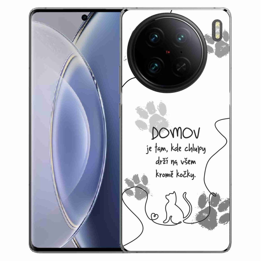 Gélový kryt mmCase na Vivo X90 Pro - mačacie motív biele pozadie
