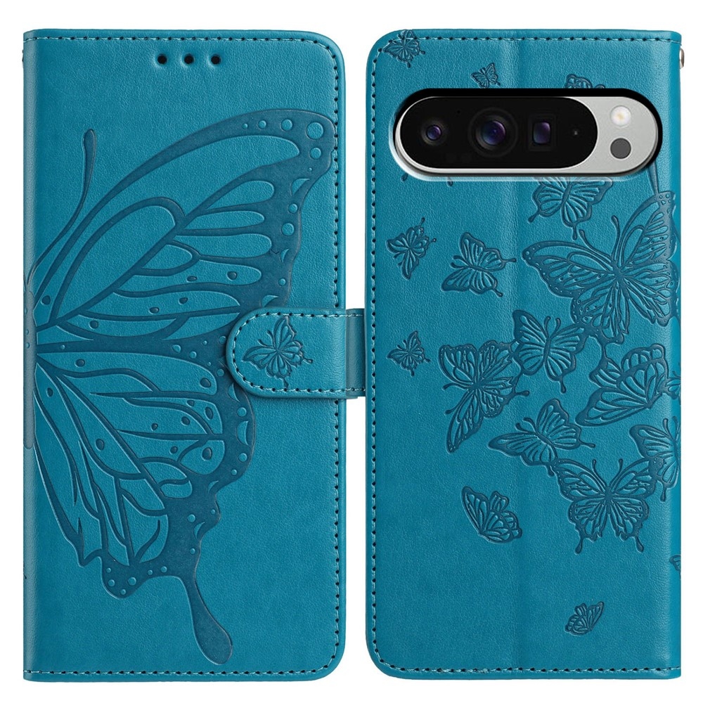 Floral Butterfly knižkové puzdro na Google Pixel 10 Pro XL/Pixel 9 Pro XL - modré
