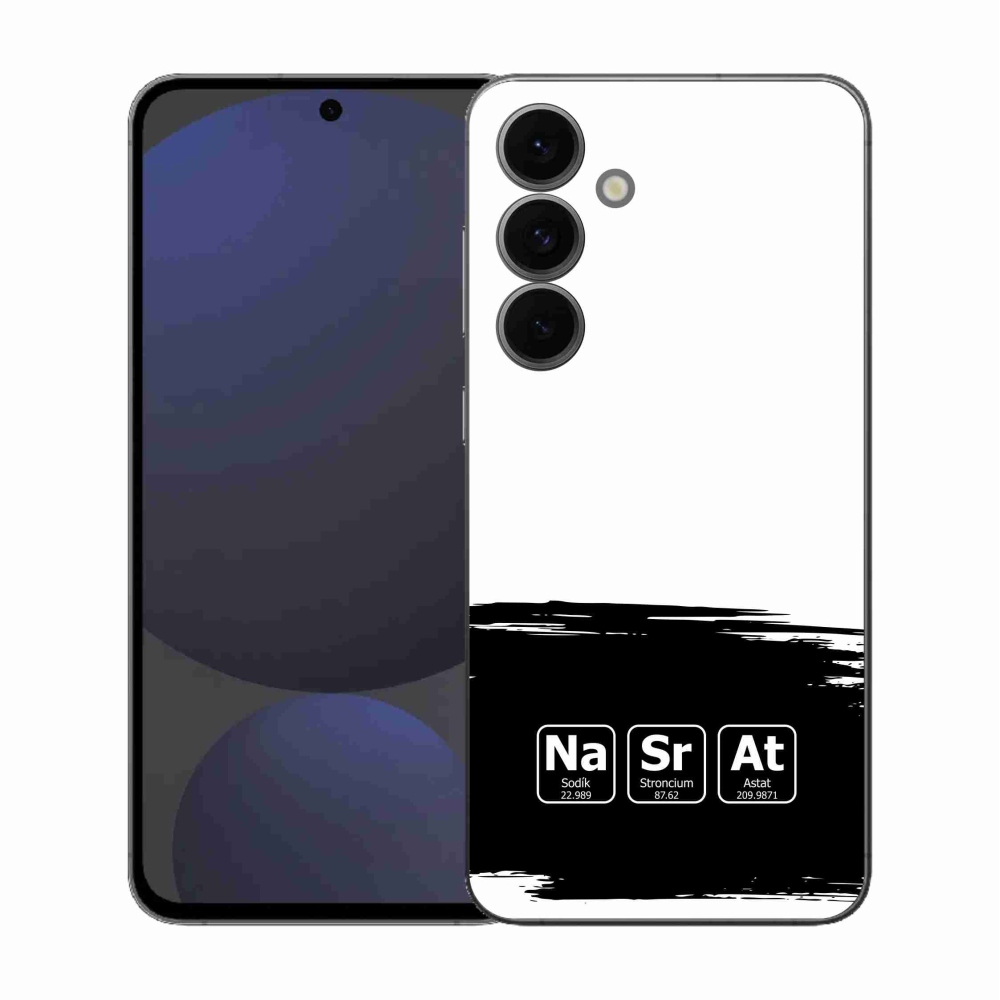 Gélový kryt mmCase na Samsung Galaxy S25 FE - chemické prvky čiernobiele pozadie