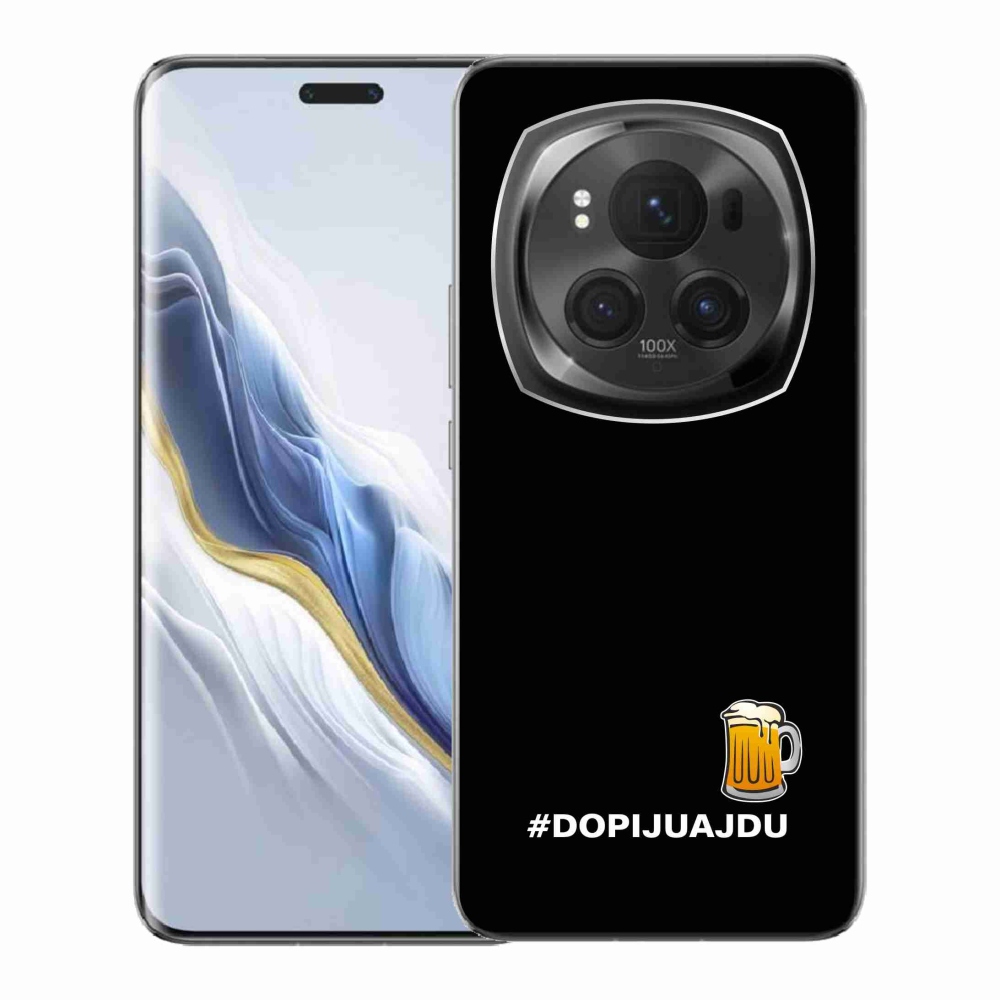 Gélový kryt mmCase na Honor Magic 6 Pro 5G - pivný motív 1 čierne pozadie