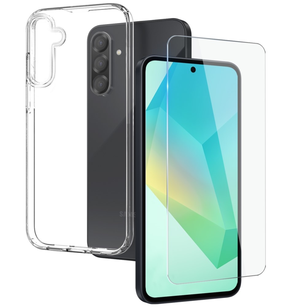 NORTHJO priehľadný gélový obal + tvrdené sklo na Samsung Galaxy A36 5G - priehľadný