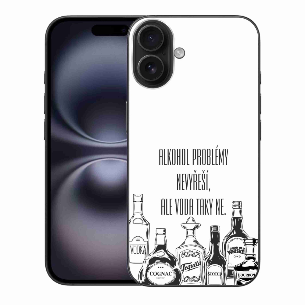 Gélový kryt mmCase na iPhone 16 Plus - vtipný text biele pozadie
