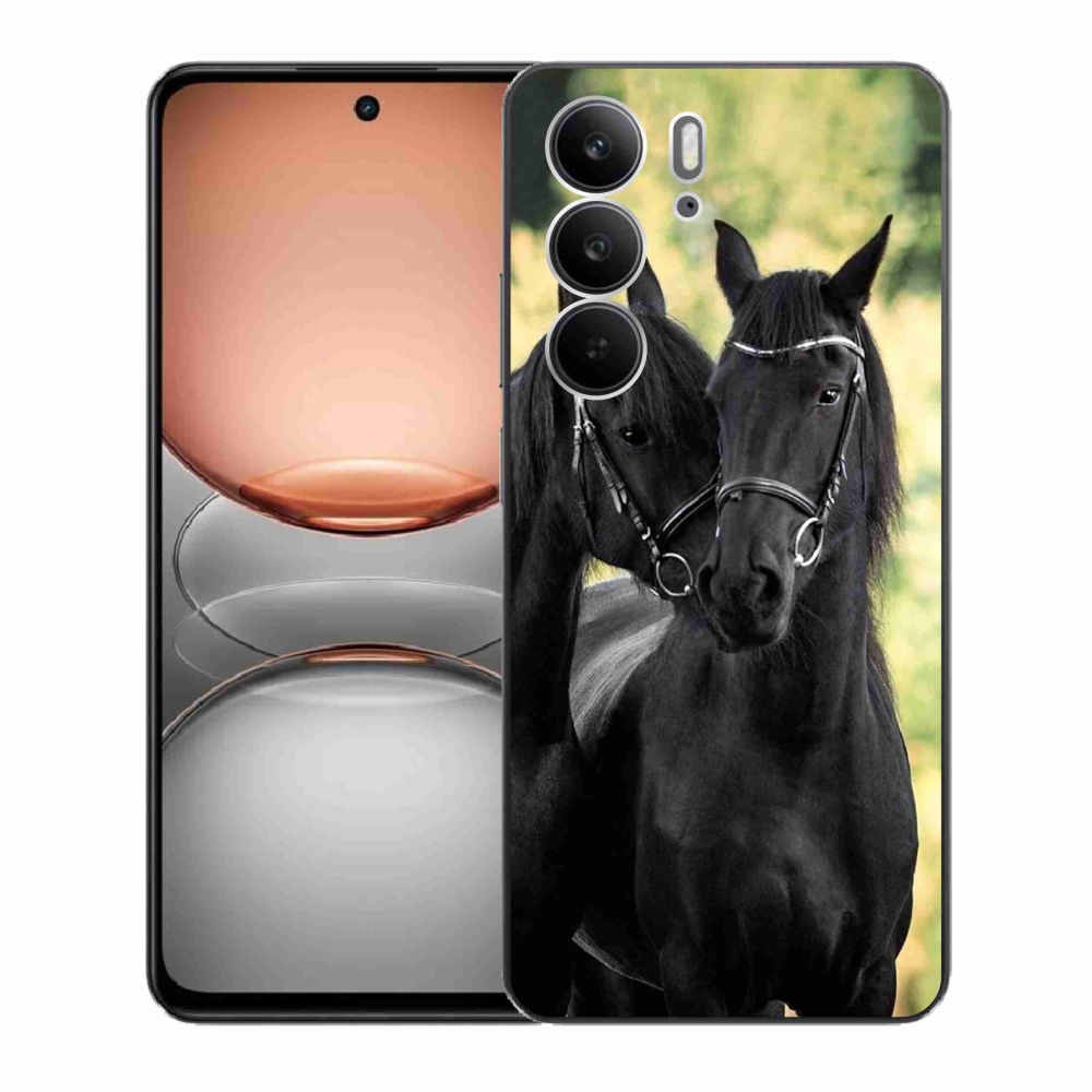 Gélový kryt mmCase na Realme C75 - dva čierne kone