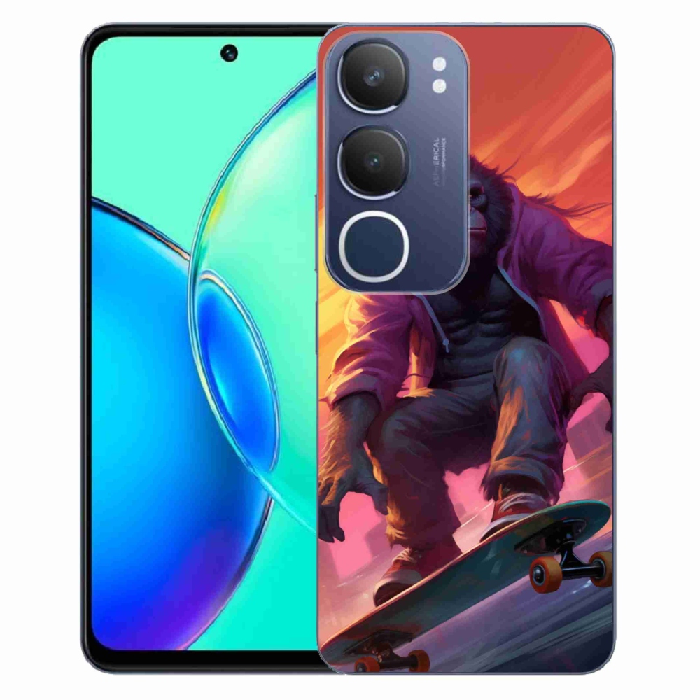 Gélový kryt mmCase na Vivo Y19s - gorila na skateboarde