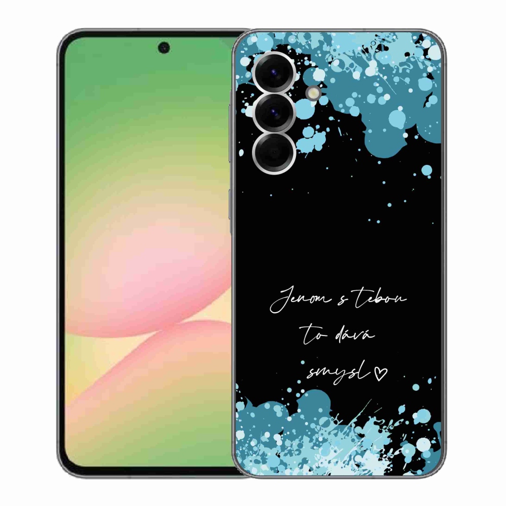 Gélový kryt mmCase na Samsung Galaxy A56 5G - zamilovaný text čierne pozadie