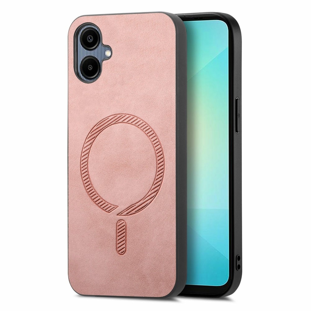 Skiny gélový obal s umelou kožou a podporou MagSafe na Samsung Galaxy A06 4G - ružový