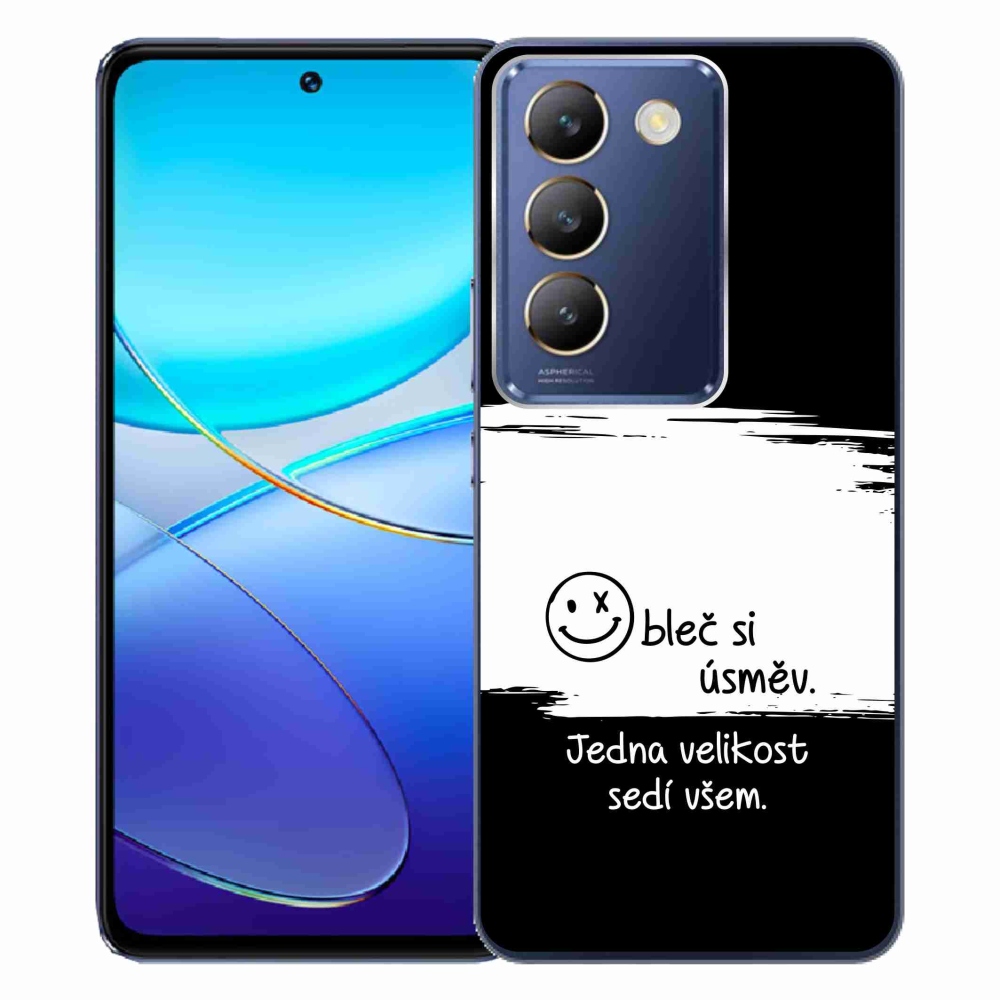 Gélový kryt mmCase na Vivo V40 SE 4G/5G - vtipný text 8 bieločierne pozadie