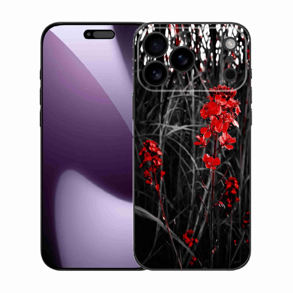 Gélový kryt mmCase na iPhone 17 Pro Max - červená rastlina