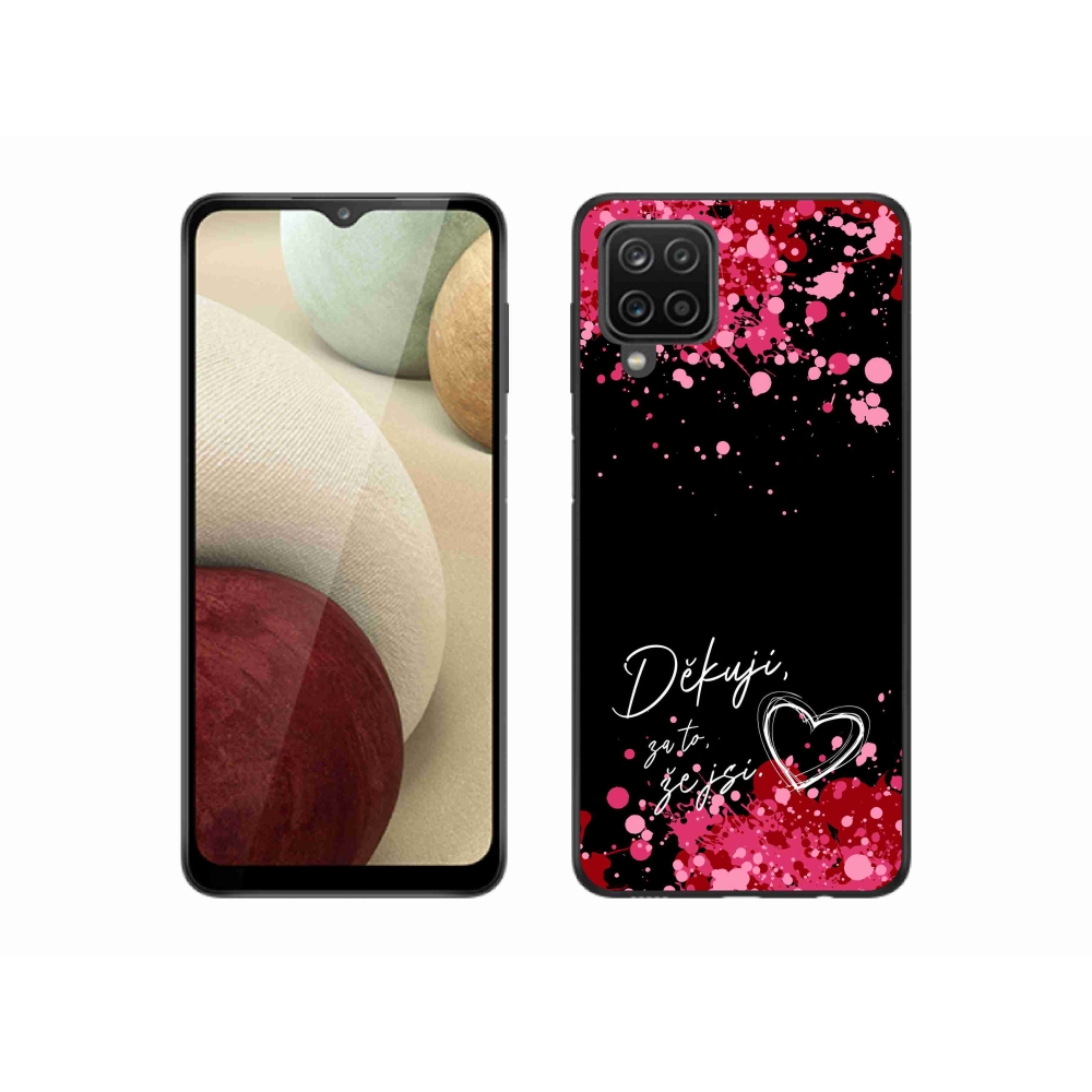 Gélový kryt mmCase na Samsung Galaxy A12 - zamilovaný text 2 čierne pozadie