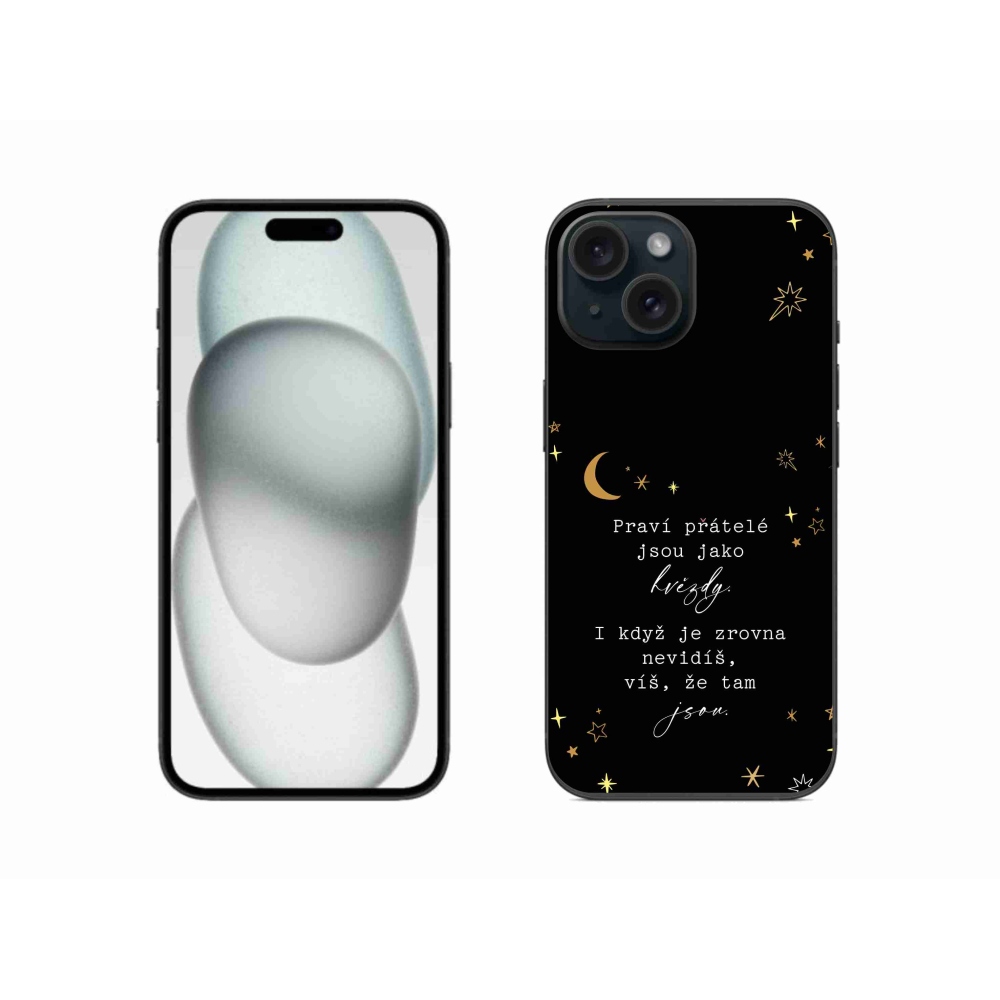 Gélový kryt mmCase na iPhone 15 - citát 6 čierne pozadie