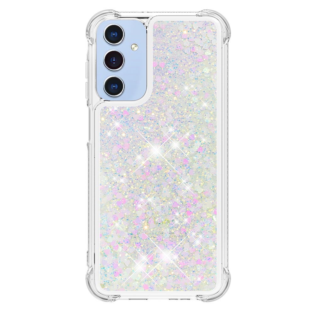 Glitter presýpacie gélový obal na Samsung Galaxy A17 5G - ružovo strieborný/srdiečka