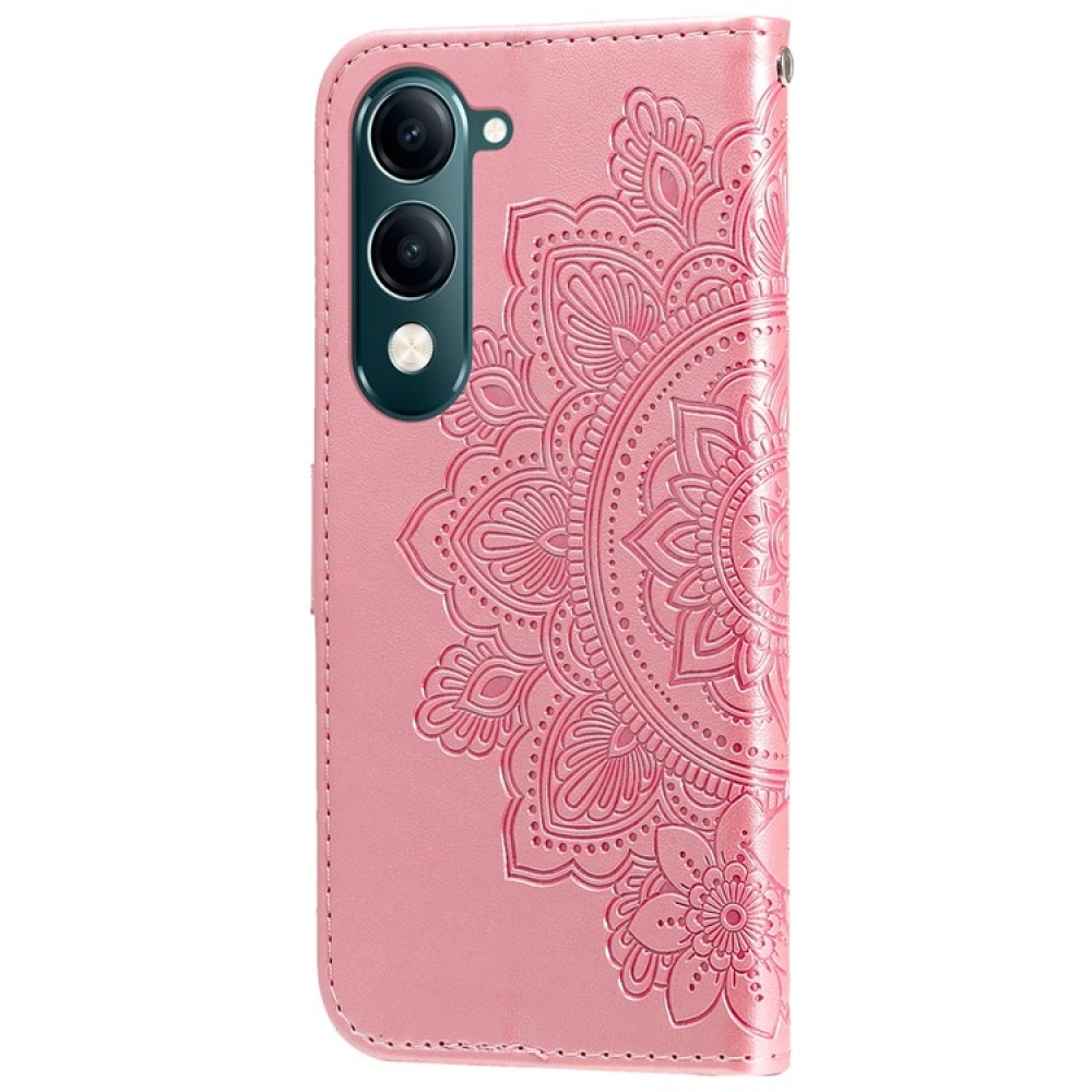 Floral knižkové puzdro na Vivo Y29s 5G - ružové