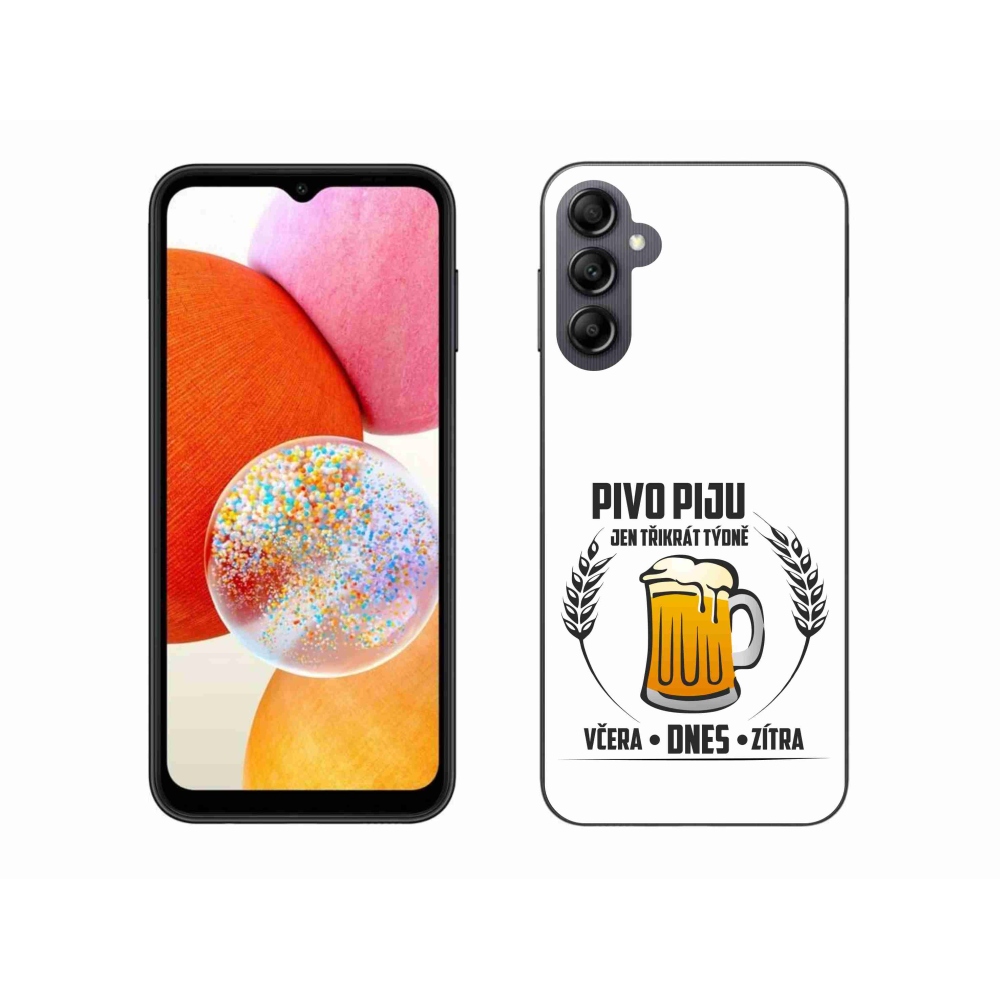 Gélový kryt mmCase na Samsung Galaxy A14 4G/5G - pivný motív biele pozadie