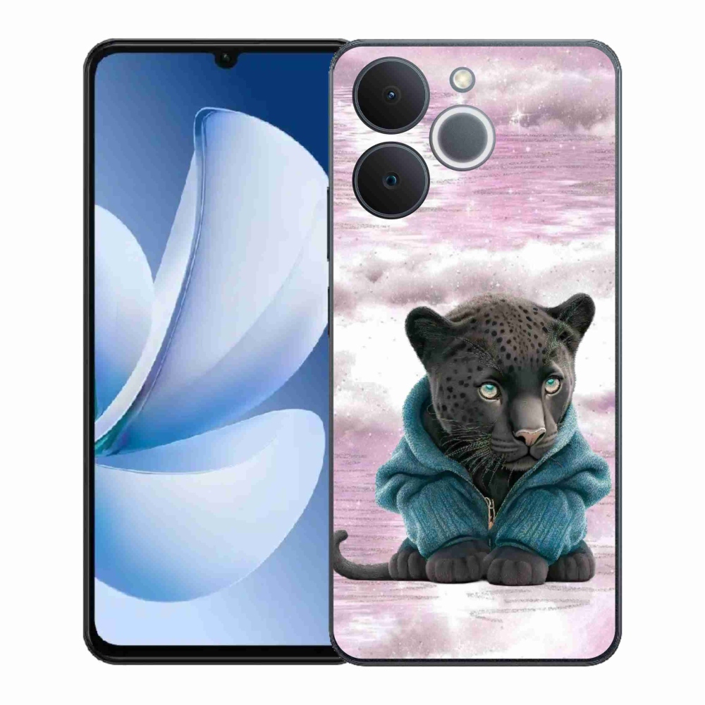 Gélový kryt mmCase na Realme Note 70T - čierny panter vo svetri