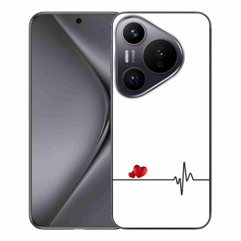 Gélový kryt mmCase na Huawei Pura 70 Pro - srdce a tep biele pozadie