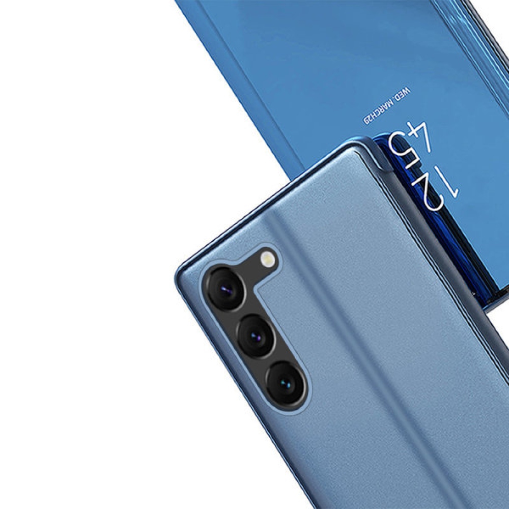 Clear zatvárací kryt s priehľadným predkom na Samsung Galaxy S23 - modrý